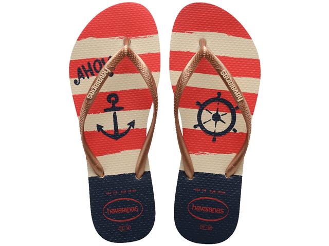 Chinelo Havaianas Slim Nautical Bege ...