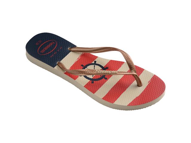 Chinelo Havaianas Slim Nautical Bege Palha/Rose Gold - 1