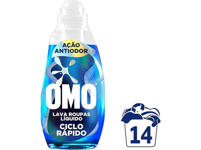 Lava-Roupas Líquido Omo Ciclo Rápido Ação Antiodor Frasco 750ml - 1