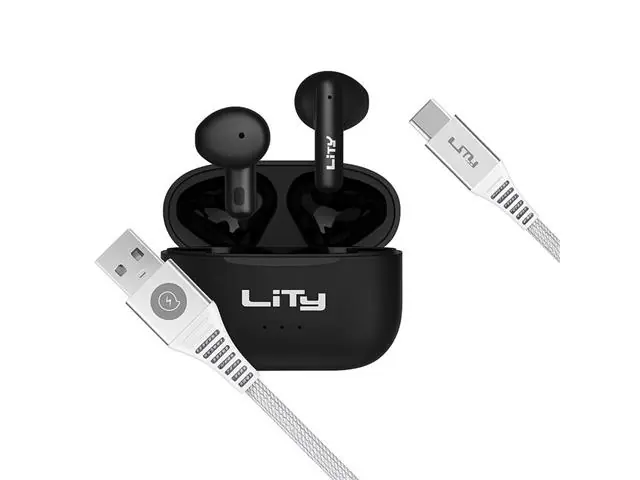 FONE BLUETOOTH TWS T10 PRETO + Cabo USB A - USB C Lity 1,5m Branco