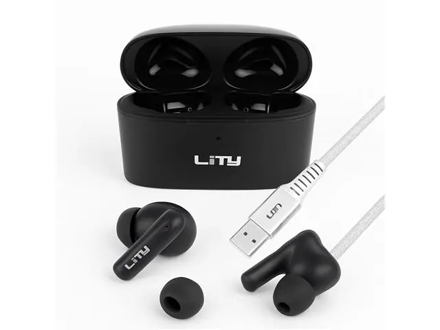 Fone Bluetooth TWS Lity Preto T12 + Cabo USB A - USB C Lity