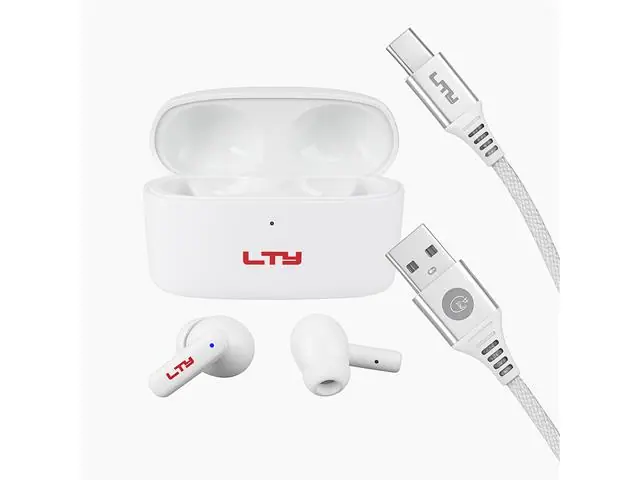 Fone Bluetooth TWS Lity Branco T12 + Cabo USB A - USB C Lity