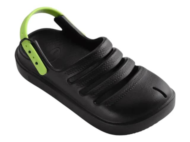 Sándalias Havaianas Kids Clog Preto/Verde Limao Tam 25-26 - 1