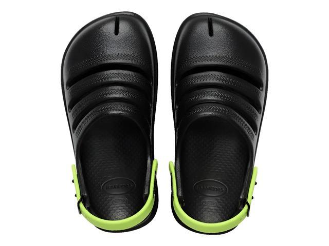 Sandalias Havaianas Kids Clog Preto/Verde Limao