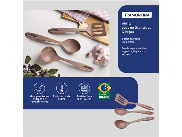 Jogo Utensílios Tramontina Ability Nylon Mocaccino 3 Peças - 6