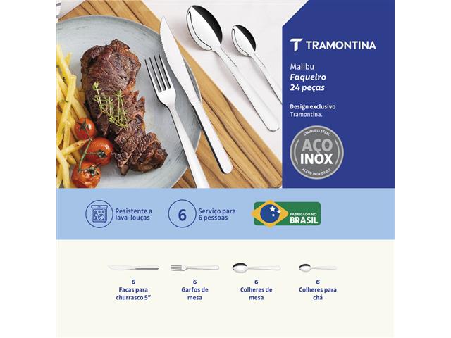 Faqueiro Tramontina Malibu Aço Inox 24 Peças - 4
