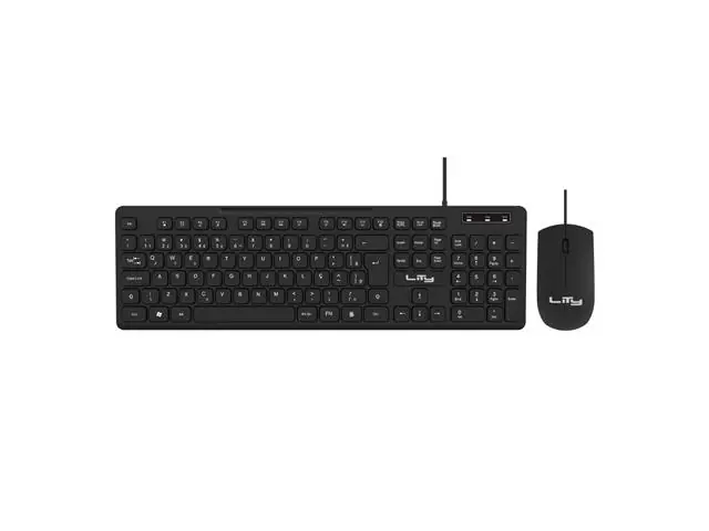 KIT TECLADO E MOUSE COM FIO LITY ABNT2 PLUG&PLAY 107 TECLAS  PRETO
