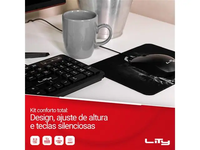 KIT TECLADO E MOUSE COM FIO LITY ABNT2 PLUG&PLAY 107 TECLAS  PRETO - 5