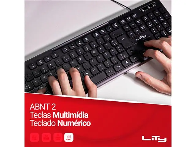 KIT TECLADO E MOUSE COM FIO LITY ABNT2 PLUG&PLAY 107 TECLAS  PRETO - 7