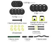 Mancuernas 20 Kg Altera Set Ajustables Disco Barra Pesa Rusa - 1