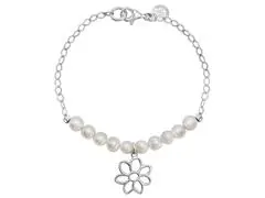 Pulsera de plata Tanya Moss, flor verano con cadena y perlas