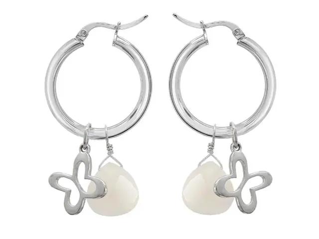 Arracadas de plata Tanya Moss, esenciales mariposa madreperla