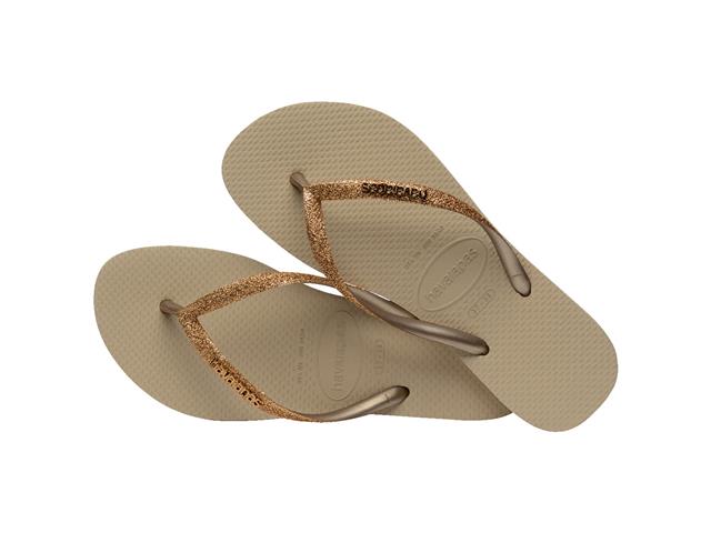 Chinelo Havaianas Slim Glitter Ii Areia/Dourado Claro Metalico Tam 41-
