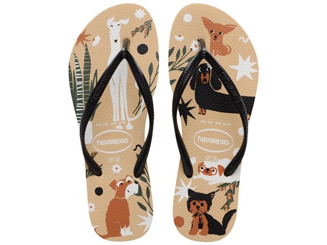 Chinelo Havaianas Slim Pets Dourado/P...