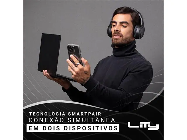 HEADPHONE LITY 5.4 ANC 20H CONEXÃO DUPLA (H10 PRETO) - 3