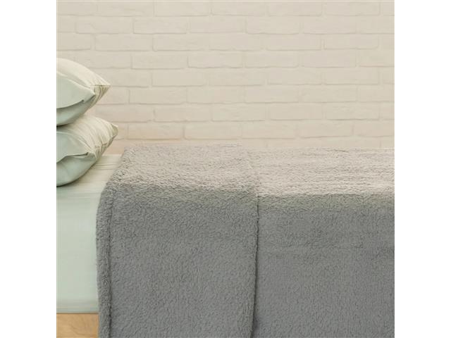 Frazada Microfibra Lisa Sherpa Gris King