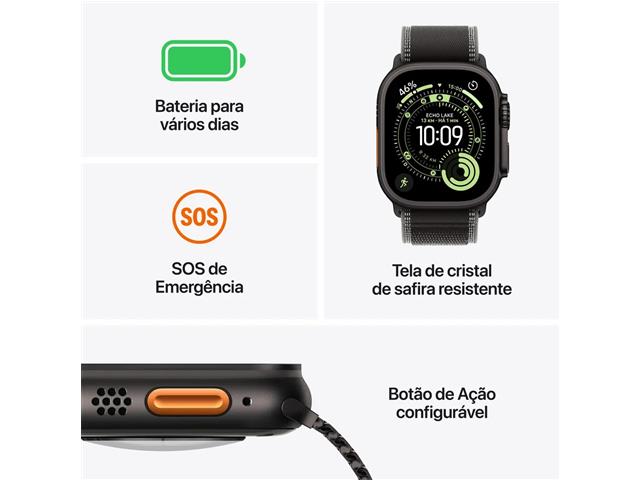 Apple Watch Ultra 3 49mm Titânio Preto Pulseira Trail Loop - 2
