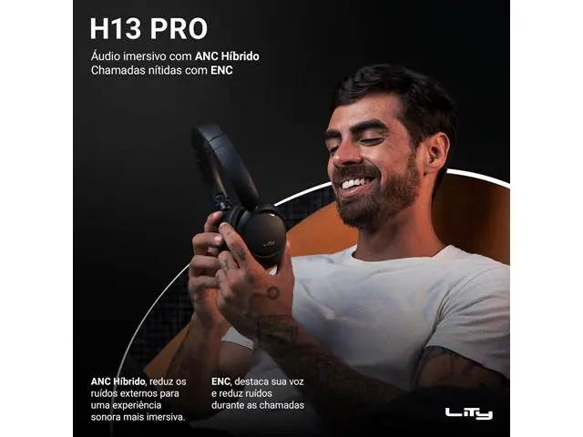 Headphone Bluetooth Lity H13 Pro ANC Bluetooth 5.4 Até 65H - 1