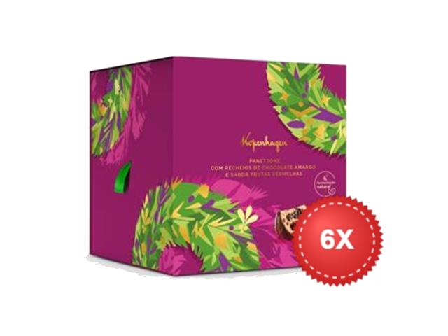 Kit 6 Panettones Chocolate 50% com Frutas Vermelhas Kopenhagen 690g
