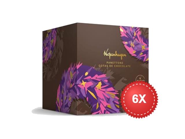 Kit 6 Panettones Gotas de Chocolate Kopenhagen 550g