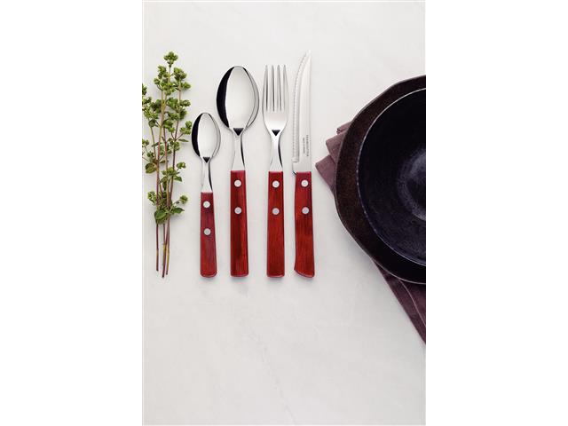 Conjunto de Talheres Inox Tramontina Polywood Marrom 24 Peças - 1
