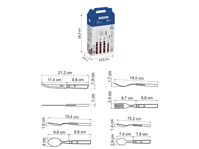 Conjunto de Talheres Inox Tramontina Polywood Marrom 24 Peças - 4