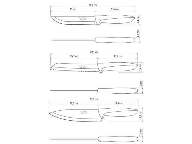 Jogo Facas Tramontina Inox 6 peças Plenus Misto - 4