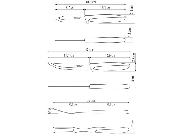 Jogo Facas Tramontina Inox 6 peças Plenus Misto - 5