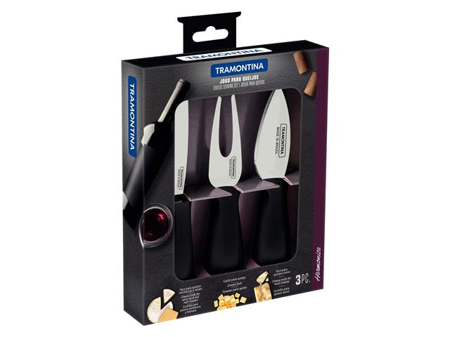 Jogo para Queijo Tramontina Inox 3 peças Plenus Preto - 2