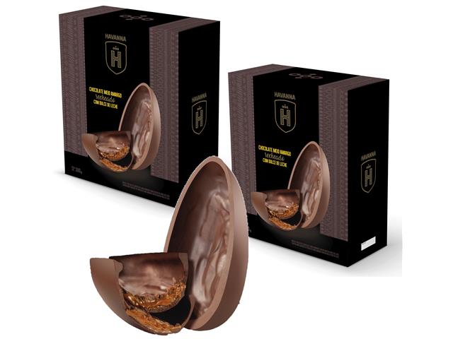 Combo Ovo De Pascoa Havanna Meio Amargo Recheio Doce De Leite 300g 2un