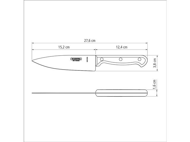 Faca Chef Tramontina Ultracorte Preto 6" - 2