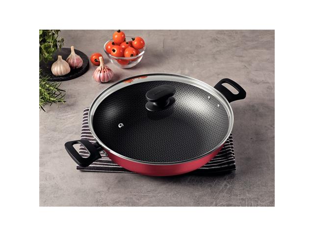 Panela Wok Tramontina Antiaderente com Tampa de Vidro Vermelha Ø 28CM - 2