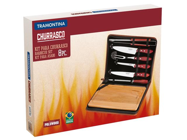 Kit para Churrasco Tramontina Polywood Cabo Vermelho 8 Peças - 1