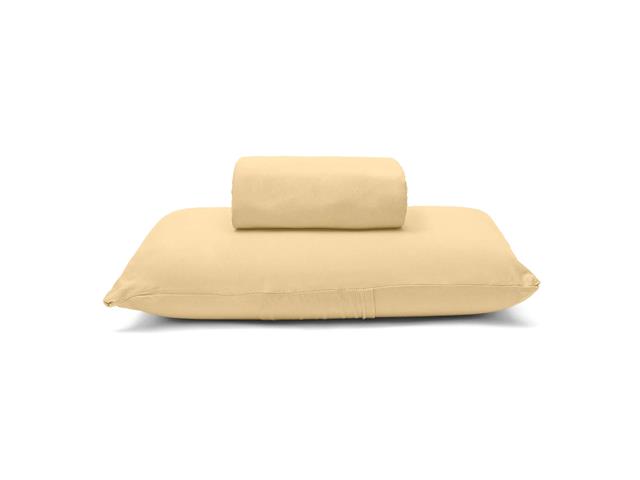 Lençol Solteiro Basic Rolinho Malha Liso Amarelo - 1