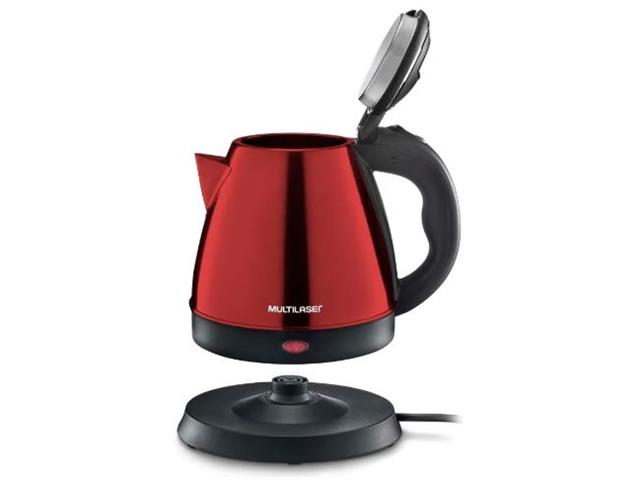 Chaleira Elétrica Multilaser Inox Led 1,8 Litros Vermelha
