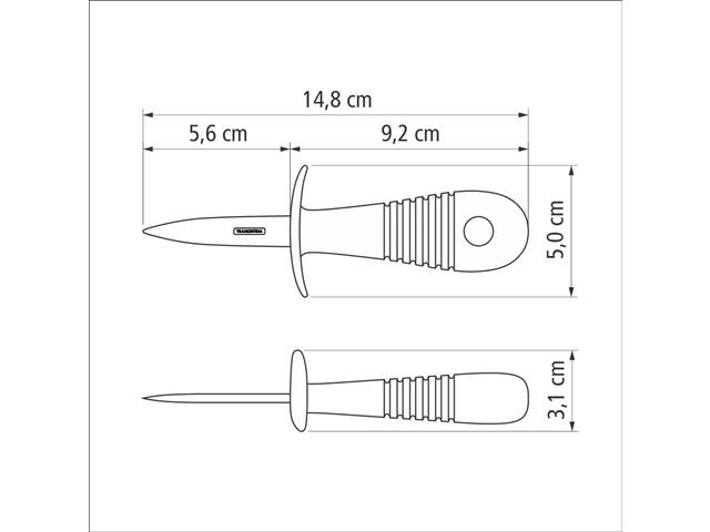Faca para Ostra Tramontina Utilitá em Aço Inox Preto 3" - 3
