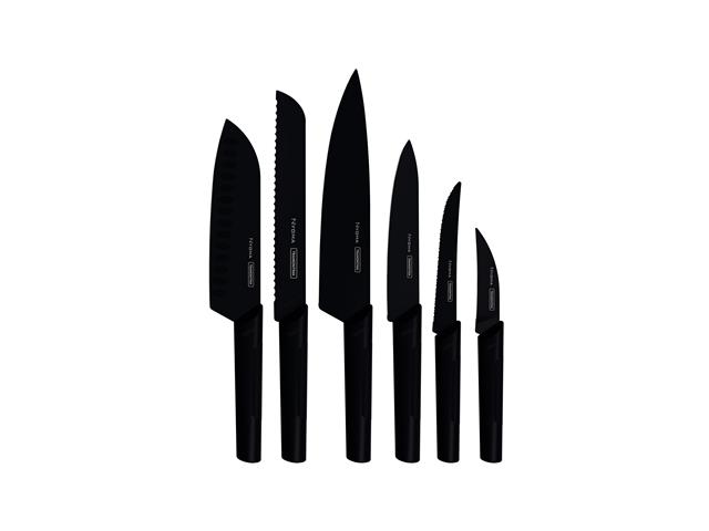 Jogo de Facas Tramontina Nygma Cabos Texturizados Preto 6 Peças - 1