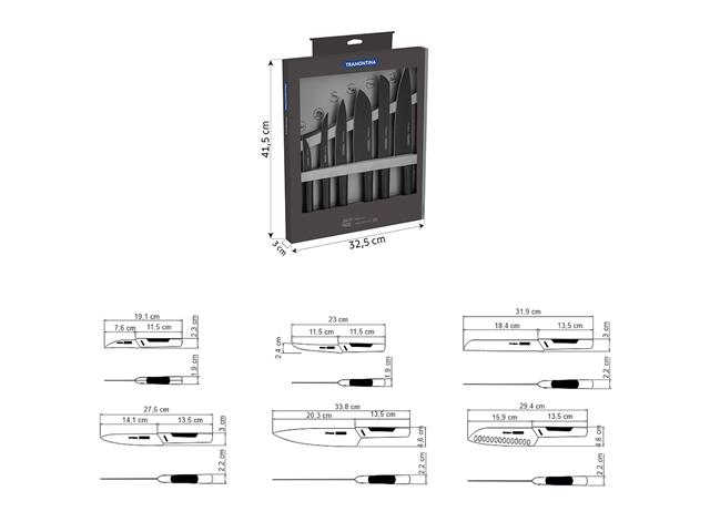 Jogo de Facas Tramontina Nygma Cabos Texturizados Preto 6 Peças - 4