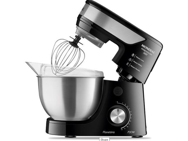Batedeira Planetária Mondial Premium Inox Preta 110V - 1