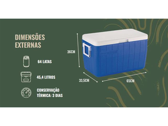 Caixa Térmica Coleman Azul 45 Litros - 3