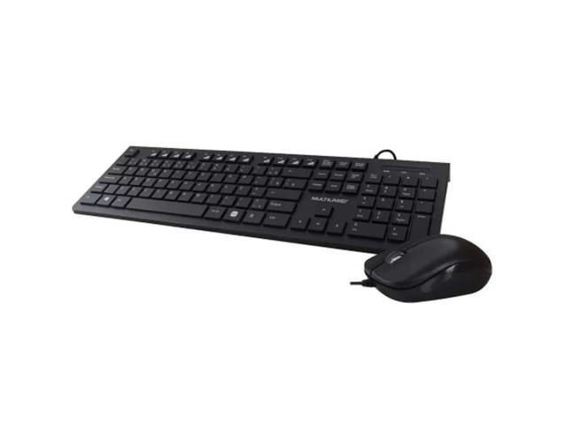 Kit Teclado e Mouse Multilaser com Fio Multimídia USB Slim Preto