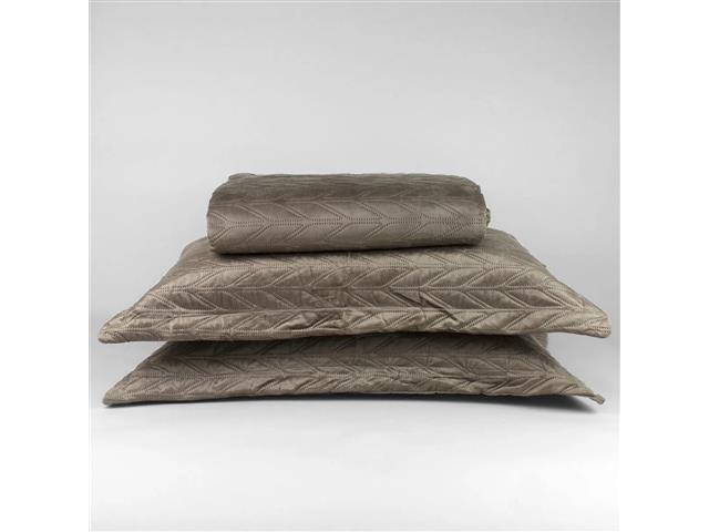 Colcha Casal Buettner Matelassê Micromink Amir Khaki 3 Peças