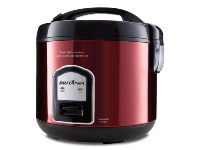 Panela de Arroz Elétrica Britânia Glass Cooker Red