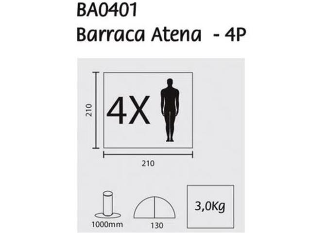 Barraca de Camping Guepardo Atena 4 Pessoas Coluna d'água de 1200 mm - 1