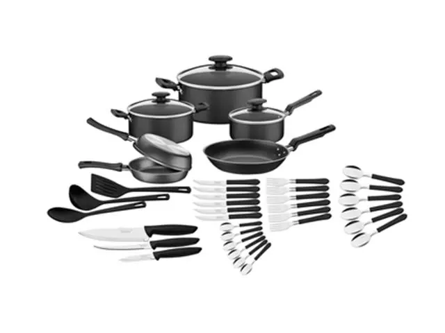 Bateria de cocina Tramontina 38 pzas Chef Starflon Max Grafito
