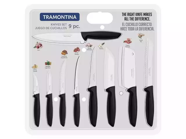 Juego de cuchillos Tramontina 9 pzas Plenus Inox Negro