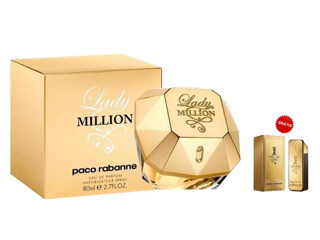 Perfume Paco Rabanne Lady Million 80ML Grátis Miniatura 1 Million 5ML