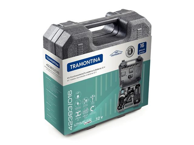 Parafusadeira e Furadeira 12 V Tramontina à Bateria 16 Peças - 2