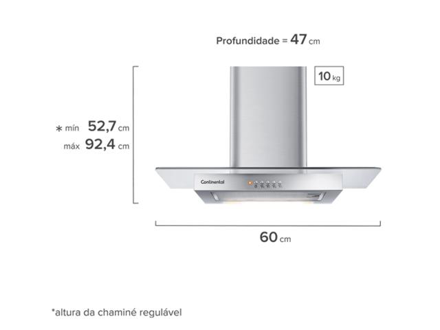 Coifa de Parede Continental CC6VX Inox com Vidro 60CM 110V - 4