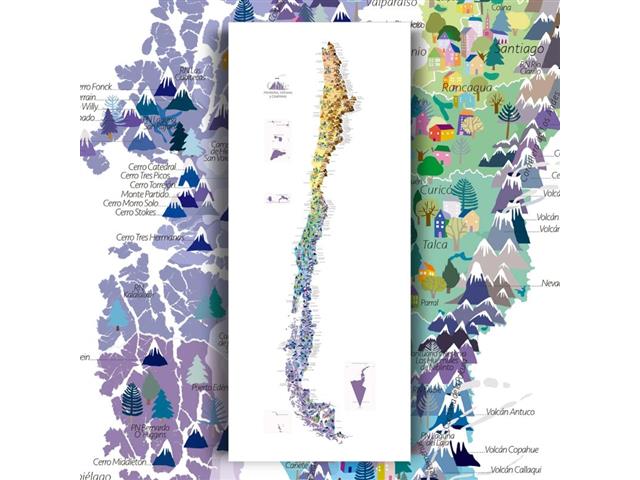 Mapa de Montañas Volcanes y Cordilleras de Chile - Lámina